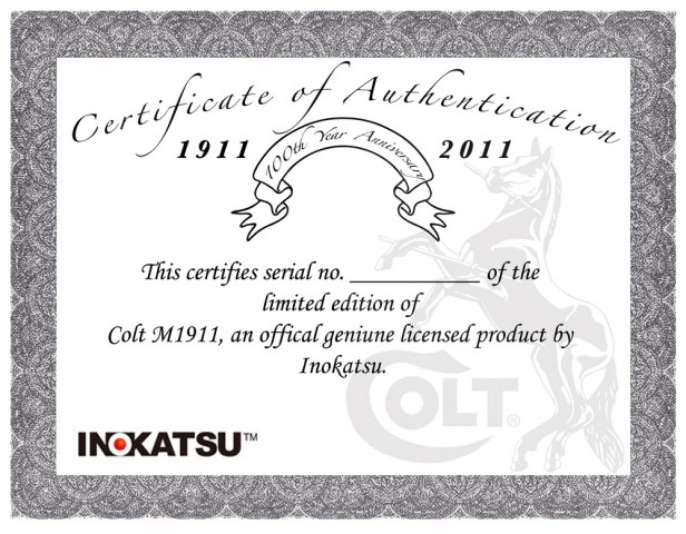 inokatsu m1911 certificate1a1000